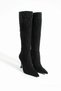 Women's Genuine Leather Stone Detailed Boots Black Suede - 4
