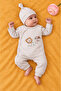 Rocha Baby Lion and Sloth Embroidered Diamond Pattern 2-Piece Jumpsuit and Hat Set