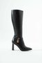 Women's Genuine Leather Boots with Accessory Details in Black - 2