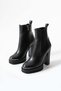 Women's Genuine Leather Platform Boots Black - 3