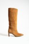 Women's Genuine Leather Boots Tan Suede - 2