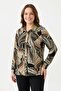 Women's Plus Size Lycra Shirt Collar Placket Patterned Long Sleeve Mom T-Shirt Shirt Combed Cotton Blouse - 4