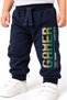 Boy's Bottom Sweatpants Gamer Colorful Printed Navy Blue