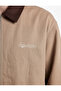 Regular Fit Embroidered Cotton Pocket Contrast Shirt Collar Zippered Gabardine Jacket - 5