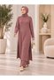 Women's tunic knitwear set with fisherman neckline, striped, and camisole details - 4