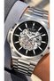 Automatic (Battery-Free) Men's Wristwatch, Silver Steel Strap, Functional, Black Dial, + Chain Bracelet - 3