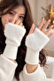 Women's 1 Pair Winter Fingerless Thermal Stretchy Fleece Plush Gloves