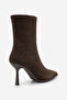 Women's Heeled Boots Pointed Toe Goblet Heel Daily Classic Boots Holes Brown Suede - 8