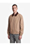 Regular Fit Embroidered Cotton Pocket Contrast Shirt Collar Zippered Gabardine Jacket - 3
