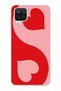 Samsung Galaxy A22 / M22 / M32 Compatible Red Ying Yang Pattern Transparent Phone Case