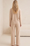 Salmon Embroidered Fleece Winter Waffle Knitted Fabric Pajama Set - 3
