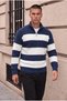 Pedro Oversize Striped Thessaloniki Knitted Half-Zip Sweater for Men - Indigo - 5