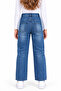 Blue Denim Pants for Girls with Pipe Leg and Front Pocket Detail 2202 - 2