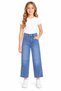 Light Blue Girls' Jeans with Slits and Stones 3171