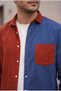Contrast Double Color Corduroy Shirt - Light Brick - 3
