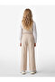 Velvet Wide-Leg Pants with Tie-Up Waist and Slit Detail - 3