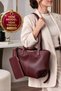 Women's Burgundy Puppy (Non-Zippered) Large Volume Oversized Shoulder Bag
