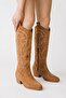 Embroidered Zipper Detailed Western Long Women's Cowboy Boots Brown - 2
