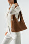 Zevra Model Women's Tan Suede Hand and Shoulder Bag
