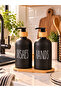 Gloria black 2-piece glass kitchen liquid soap dispenser set with stand - bamboo stand soap dispenser - 2