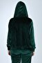 Women's Emerald Green Stone-Free Elastic-Hem Velvet Suit - 5