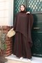 Women's Linda Fabric Asymmetrical Tunic Wide Leg Pants Oversize Hijab Suit 3219 Bitter Brown - 6