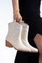Western Cowboy Women's Beige Faux Leather Embroidered Short Boots M0012 - 2