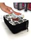 Pencil Case Cow Pattern Kawai Organizer Pencil Case Vegan Leather Three Compartment Pen Holder - Black - 7