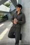 Men's Stand Collar Quilted Seasonal Khaki Puffer Coat - 3