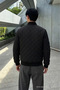 Men's Quilted Bomber Zippered Seasonal Black Jacket - 5