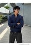 Men's Quilted Bomber Zippered Seasonal Navy Blue Jacket - 2