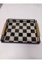 Black&Cream Checkered Patterned Plexiglass Single Presentation Tray - 4