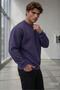 Men's Purple Hoodless Crew Neck Sweatshirt