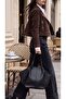 Women's Shopper Shoulder Bag with Inner Bag and Zipper Detvis Black