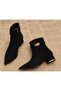 Women's Suede Pointed Toe Zippered 4 cm Heeled Stylish Boots