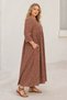 Women's Plus Size Brown Viscose Dress Summer Long Buttoned Pocketed Crisp Floral Pattern - 2