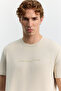 Men's Beige Crew Neck Shiny Rubber Printed Interlock Regular Fit T-Shirt A62Y1031 - 2