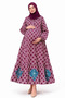Women's Button-Front Embroidered Pocketed Burgundy Maternity Hijab Dress