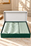 Double Cotton - Satin 210 Tc (83 Thread) Striped Duvet Cover Set Green - 6