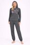 Women's Hooded Winter Grey Tracksuit Pajama Set - 4