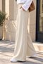 Women's Scuba Fabric Basic Full-Length Striped Palazzo Trousers 377 Beige - Premium Series - 2