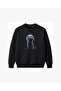 Cat Howling at the Moon Embroidered Crew Neck Sweatshirt Unisex - 2