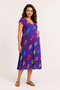 Women's Purple Viscose Maternity Dress Patterned Summer Relaxed Fit Midi Dress - 2