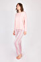 Women's Long Sleeve Soft Textured Pink Pajama Set - 2