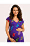 Women's Purple Viscose Maternity Dress Patterned Summer Relaxed Fit Midi Dress - 5