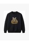 Orange Cat Embroidered Crew Neck Sweatshirt Unisex - 3