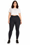 Women's Black Cotton Ribbed Plus Size Leggings - 2