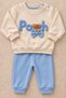 Baby Boy Set with Teddy Bear Pattern and Bow Tie Detail, 2-Piece Top and Bottom Set, Seasonal