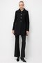 Leather Detailed Snap Fastener Coat Black - 4