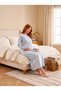 New Season Blue Buttoned Breastfeeding Feature Stylish Lace Detailed Design Long Sleeve Maternity Nightgown Nightgown Set of 2 - 5